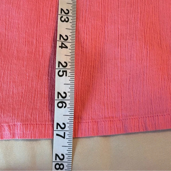 Appleseed’s Pink 3/4 Sleeve Crochet Lace V Neck Tunic Top Crinkle Women’s Lg - Picture 8 of 8